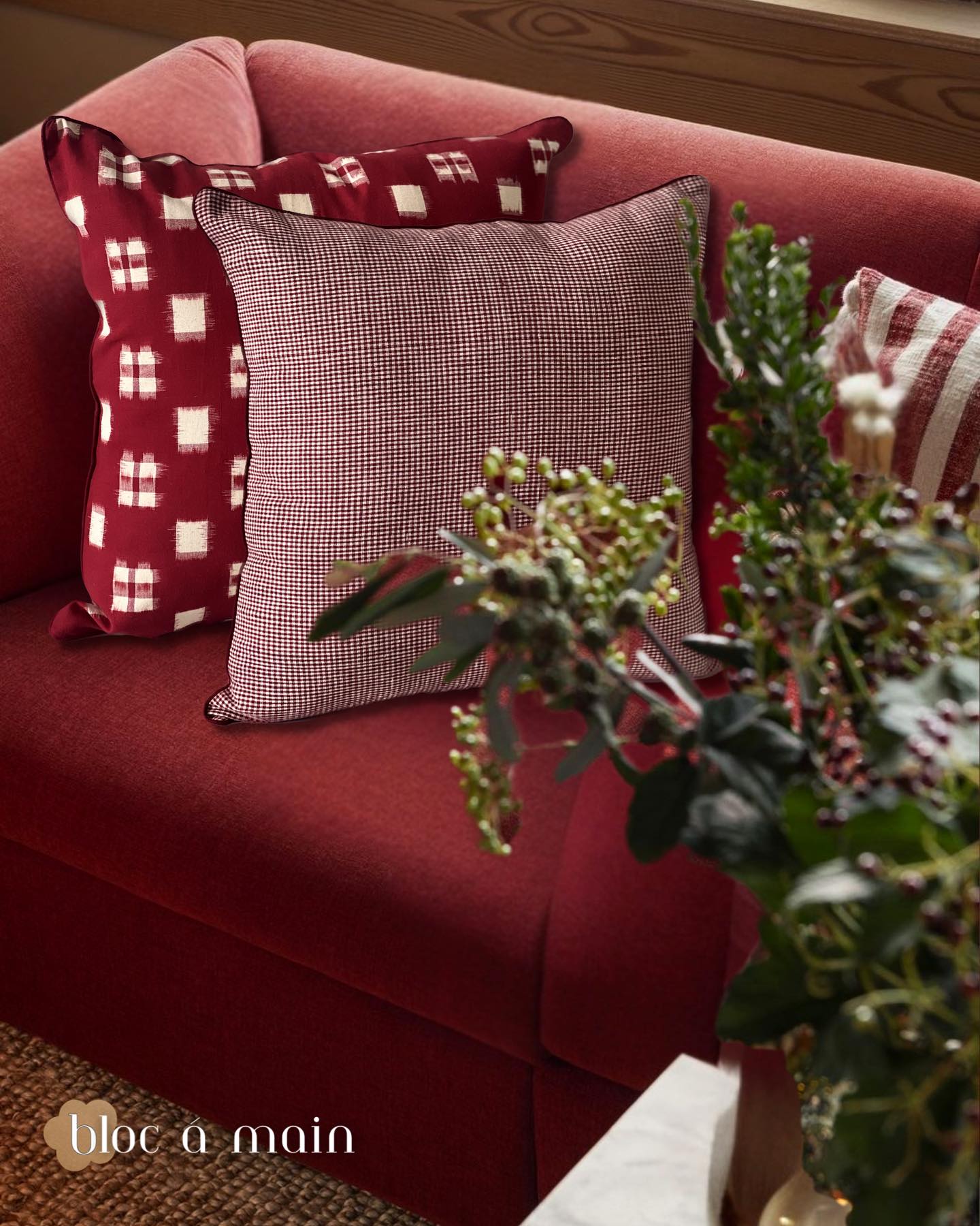 Organic Cotton Microchecks Cushion Covers - 45 cm