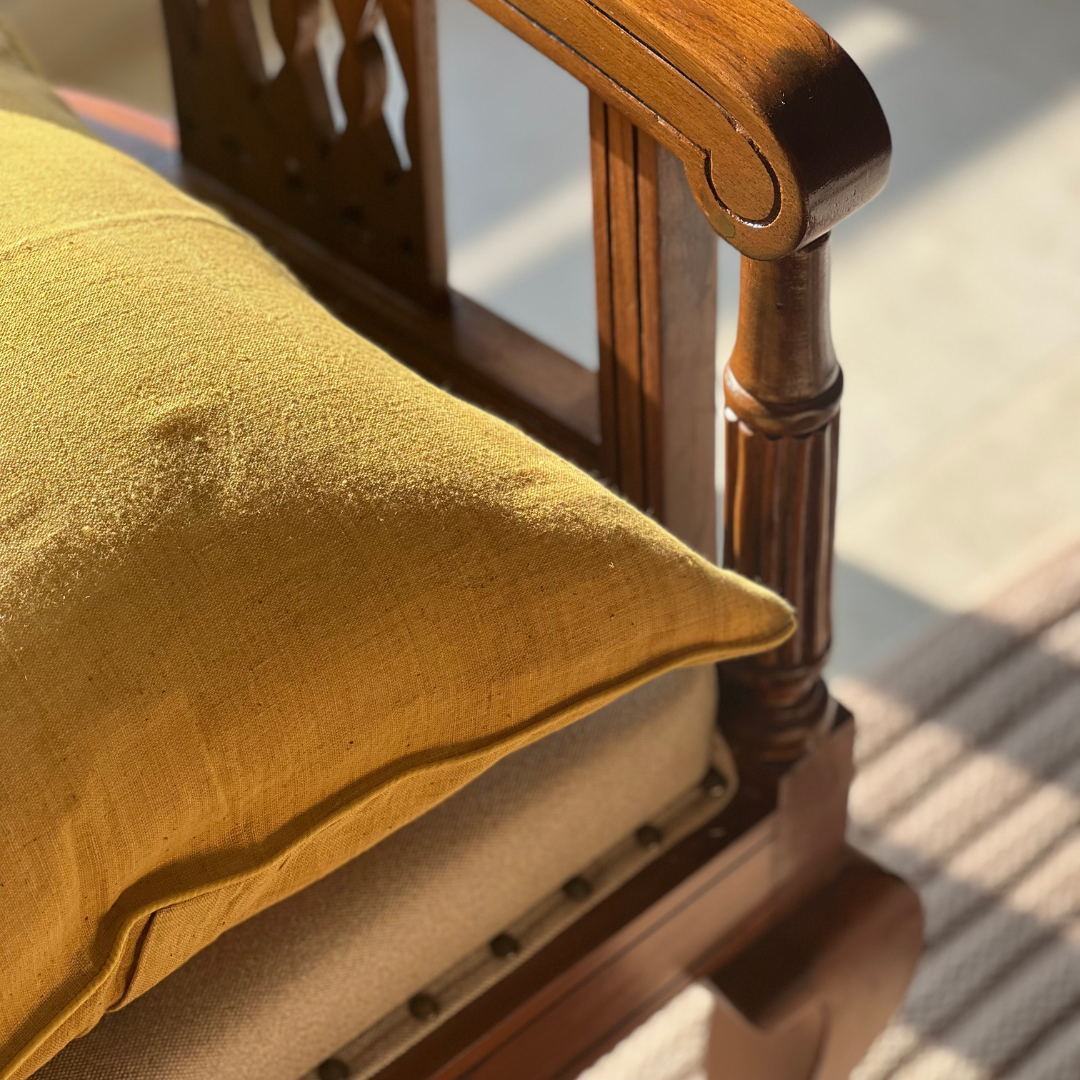 Kala Myrobalam Handwoven Cotton Cushion Cover - 45 cm