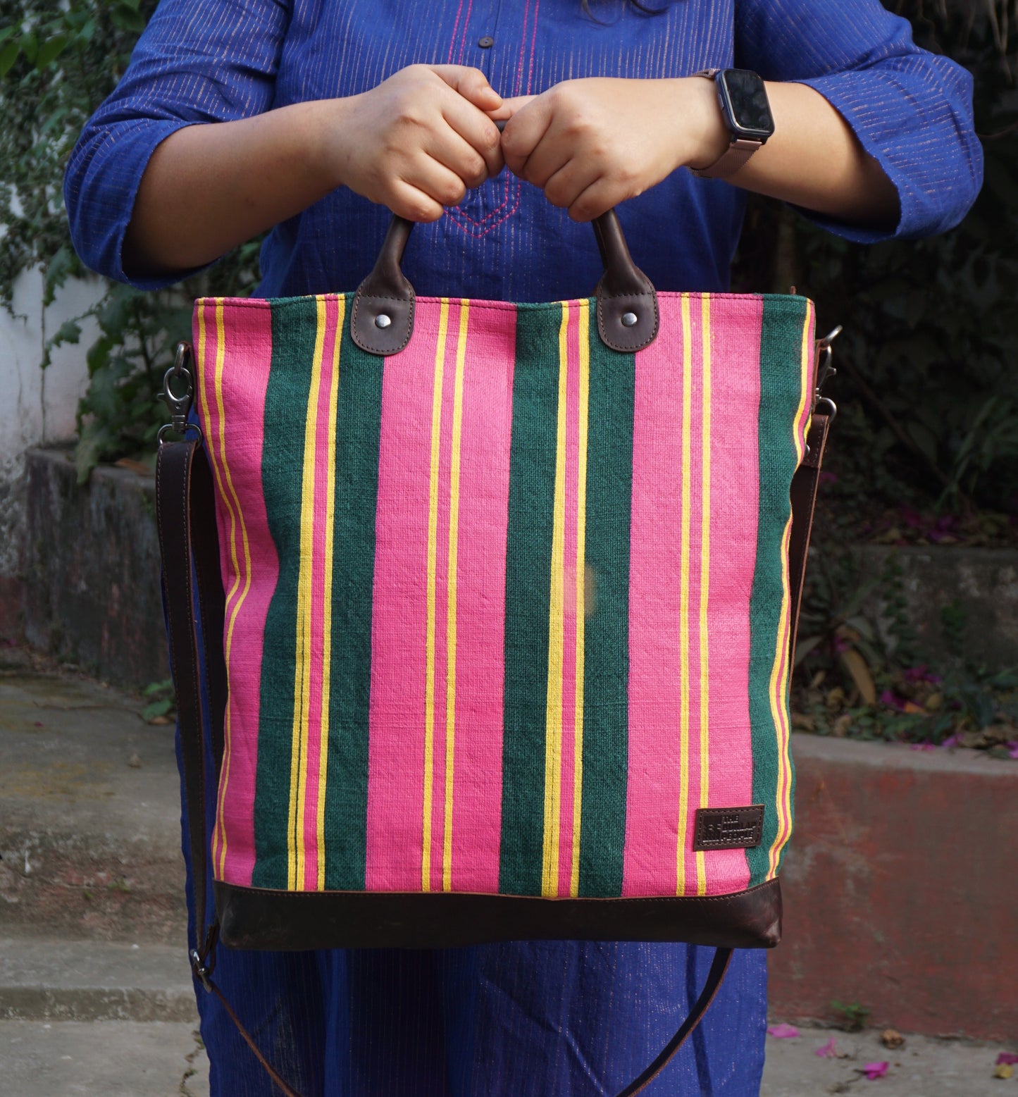The Striped Forager Bag – Håndvevd strandveske og markedsnett i naturfiber