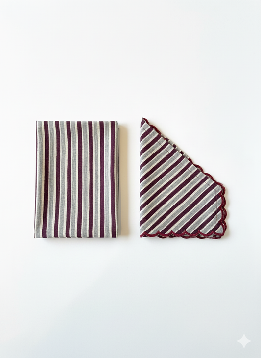 Cotton Striped Red Napkin (Set of 2)