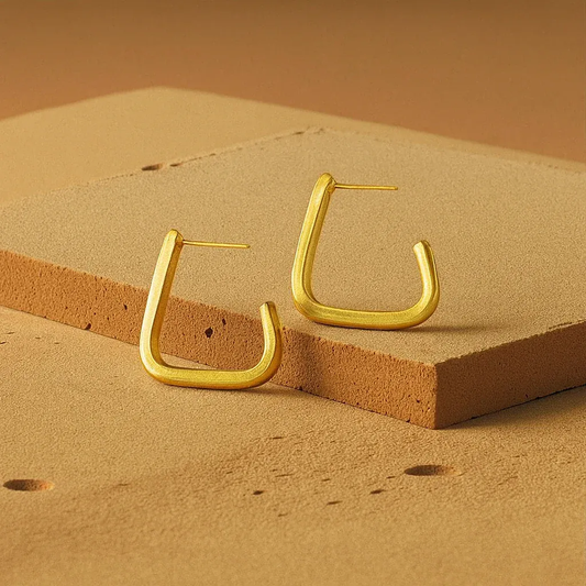 Kili Geometric Brass Hoop Earrings | Handcrafted Modern Drop Earrings
