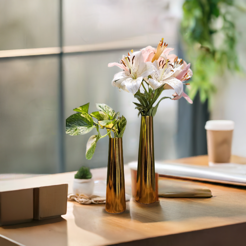 Handmade Iron Vases – Gold Finish