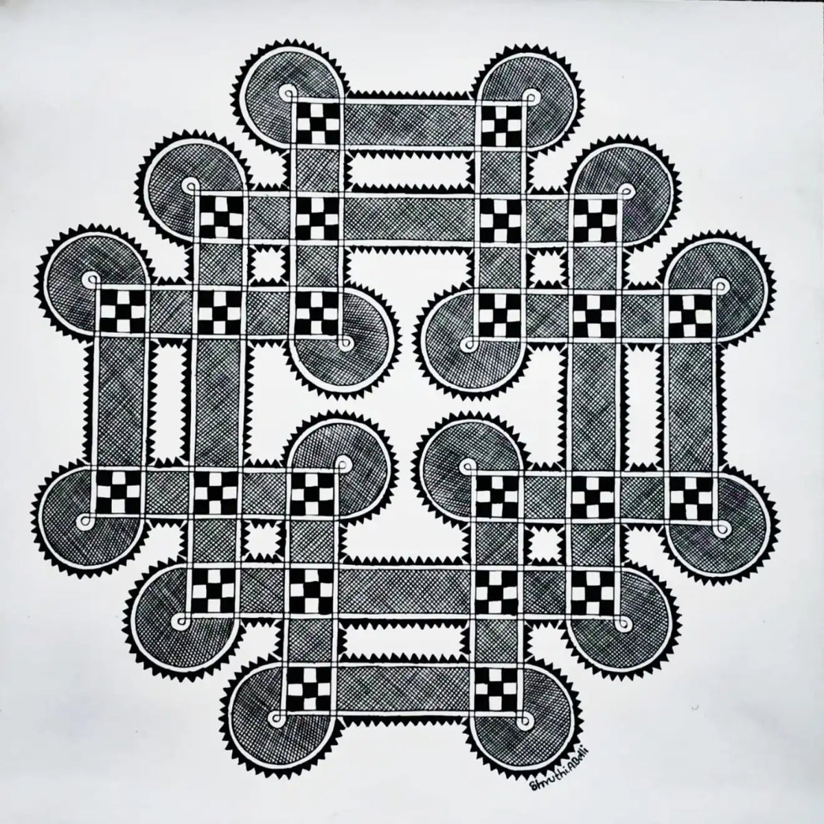 16 Moole Chittara Folk Art Painting | Hand-Painted Indian Sacred Mandala