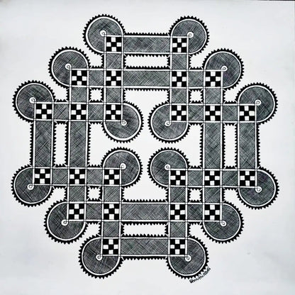 16 Moole Chittara Folk Art Painting | Hand-Painted Indian Sacred Mandala