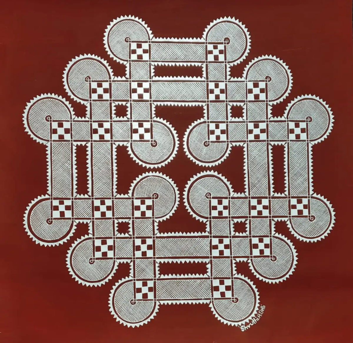 16 Moole Chittara Folk Art Painting | Hand-Painted Indian Sacred Mandala