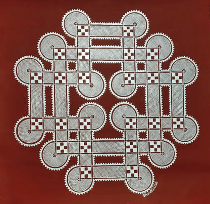 16 Moole Chittara Folk Art Painting | Hand-Painted Indian Sacred Mandala
