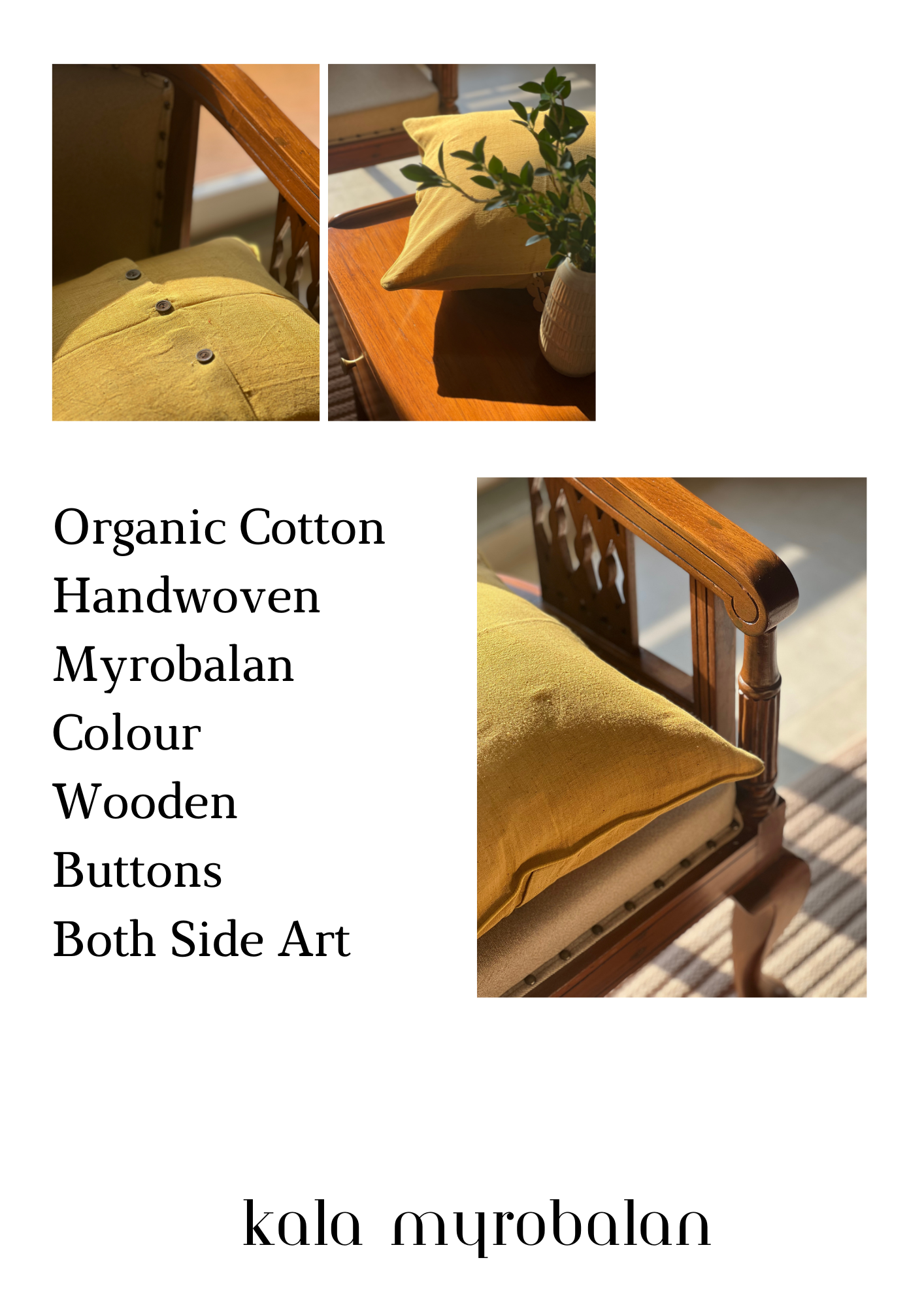 Kala Myrobalam Handwoven Cotton Cushion Cover - 45 cm