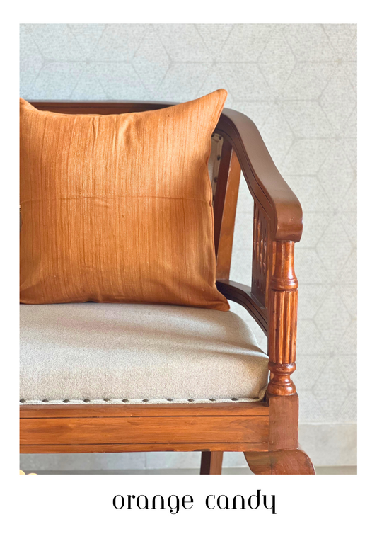 Orange Candy Handwoven Silk Cushion Cover - 45 cm