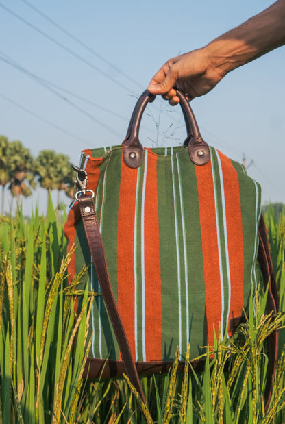 The Striped Forager Bag – Håndvevd strandveske og markedsnett i naturfiber