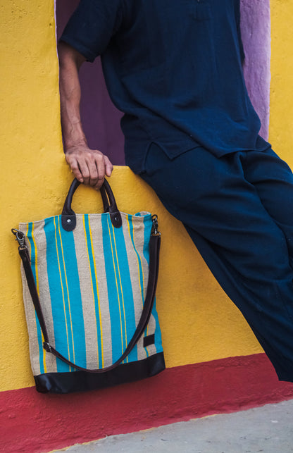 The Striped Forager Bag – Håndvevd strandveske og markedsnett i naturfiber