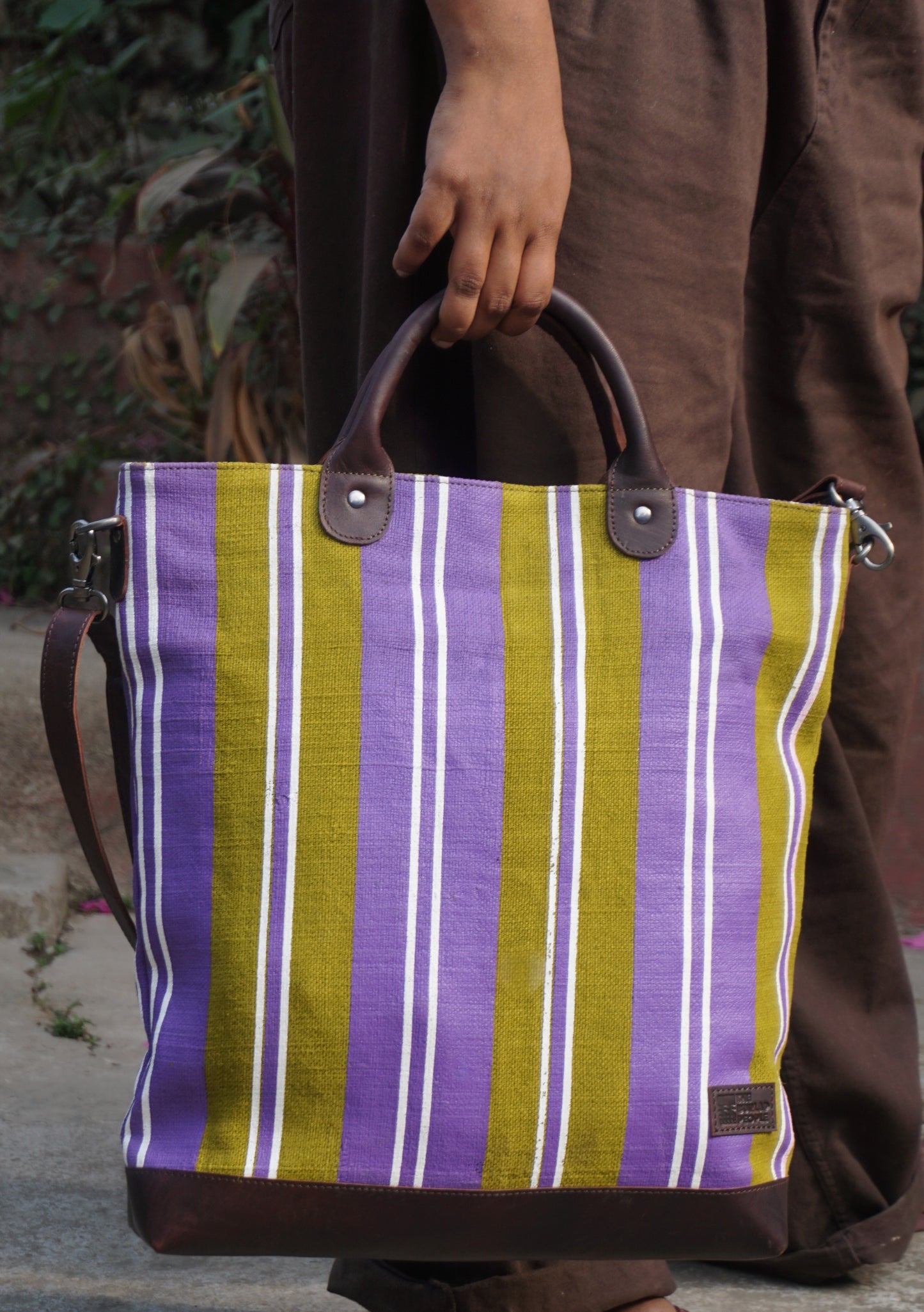 The Striped Forager Bag – Håndvevd strandveske og markedsnett i naturfiber