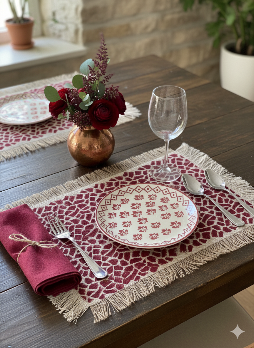 Handwoven Jute Tassel Placemats