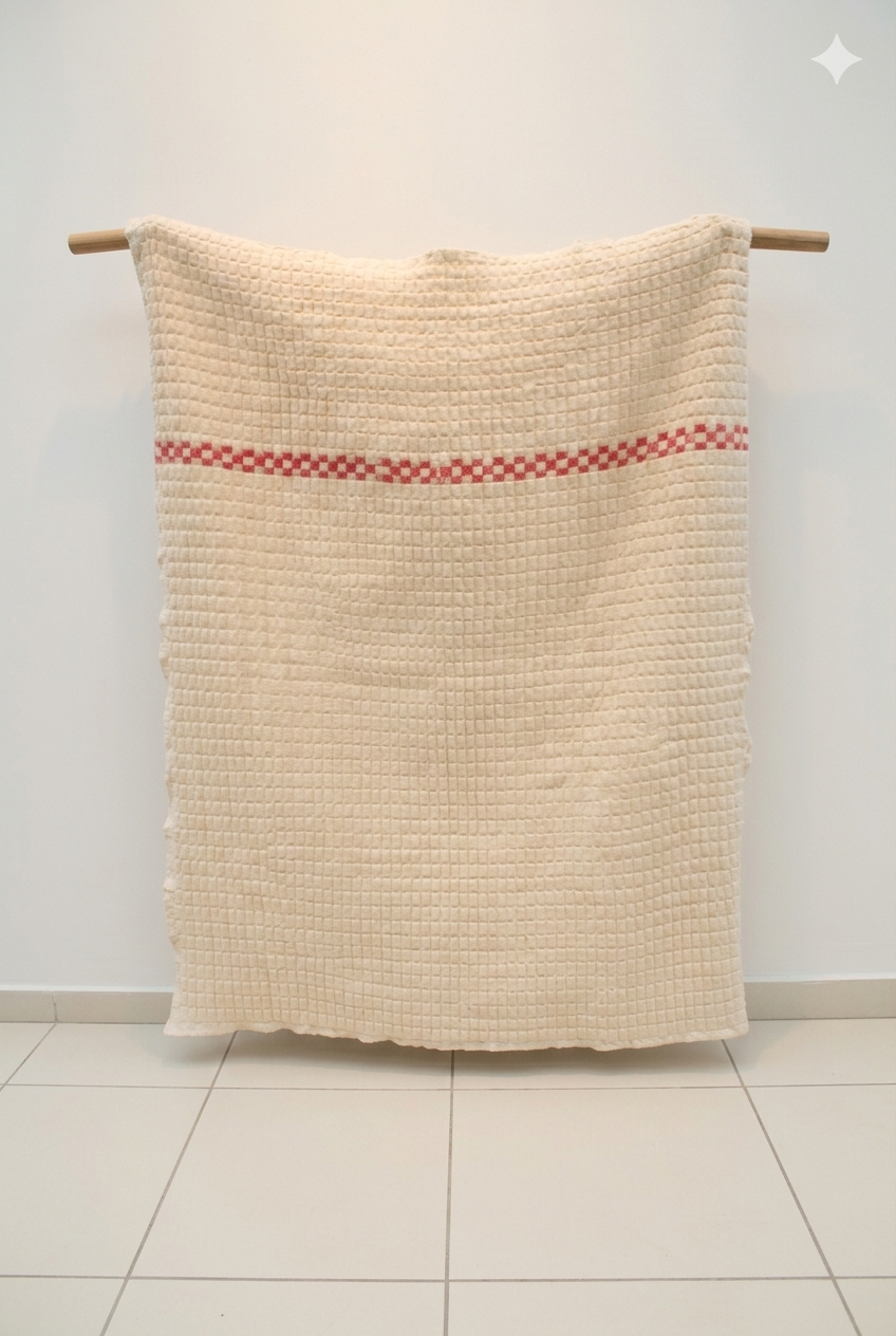 Sujni quilt handwoven in beige and red white colour in pure cotton