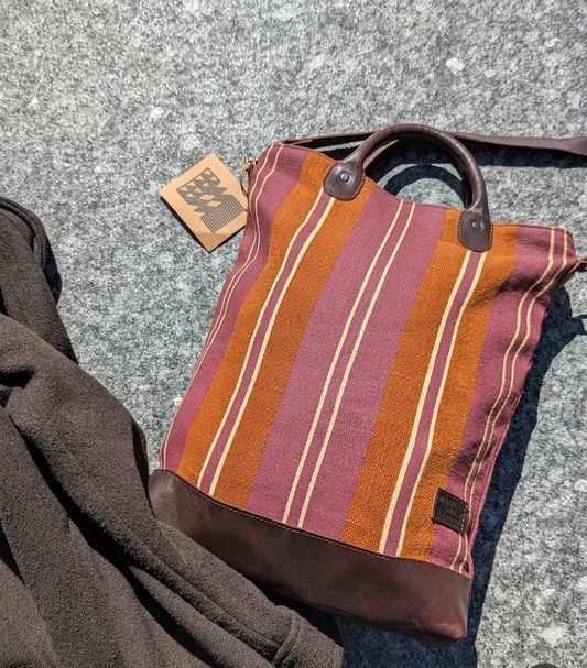 The Striped Forager Bag – Handwoven Striped Tote for Beach & Market