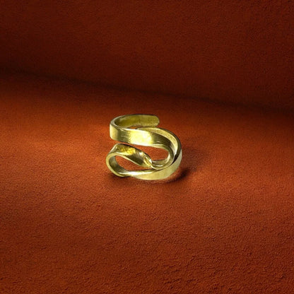 Lìgbà Sculptural Brass Ring | Handcrafted Adjustable Statement Ring