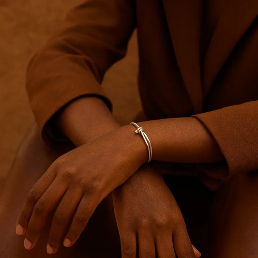Jara Knot Brass & Silver-Plated Cuff | Handcrafted Knot Bracelet