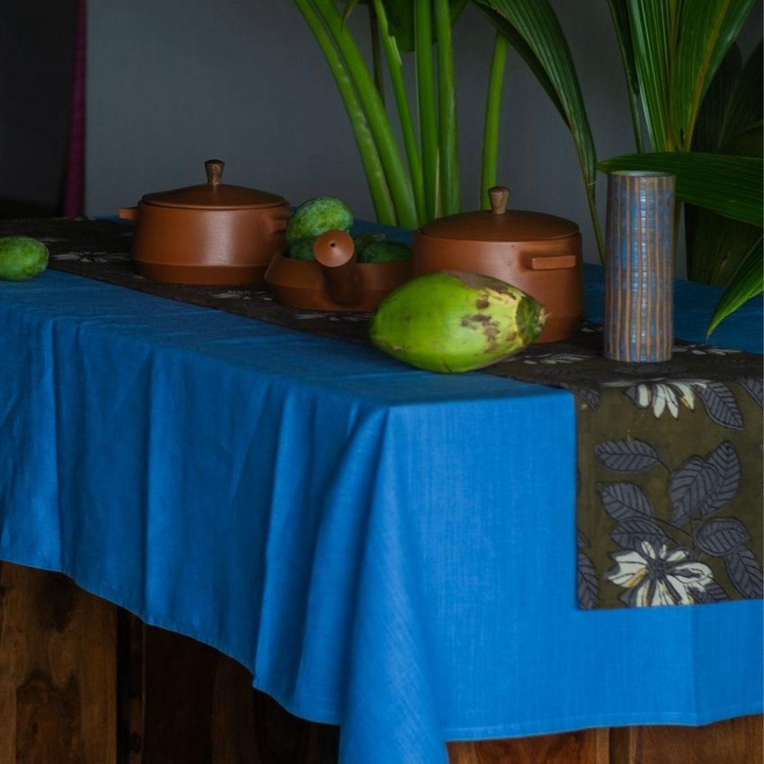Sapphire Blue Linen 6 Seater Table Cloth
