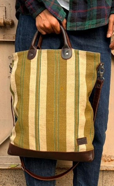 The Striped Forager Bag – Handwoven Striped Tote for Beach & Market