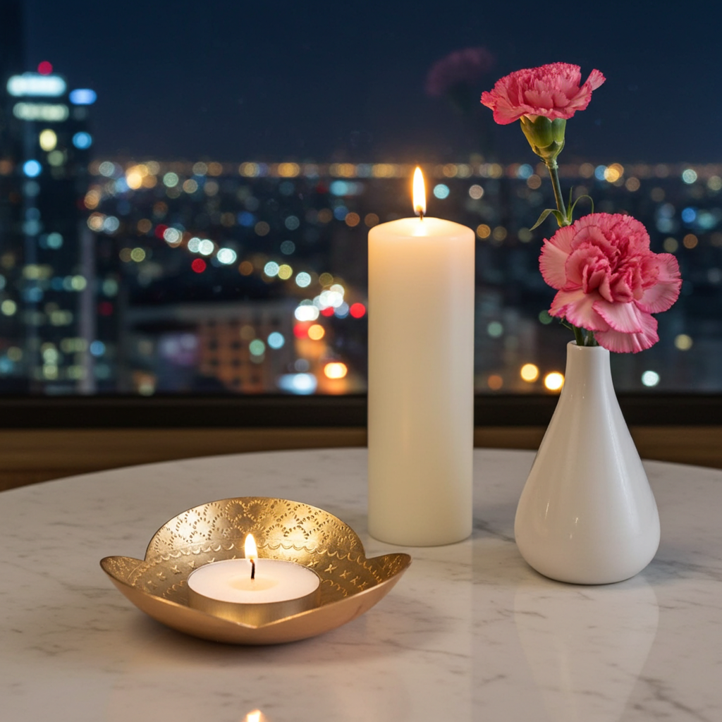 Handmade wave brass tealight candle holder set of 2 by Kalaa