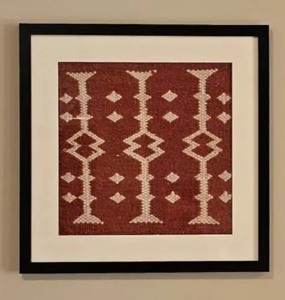 Kharad Textile Art Frame | Handwoven Indian Tribal Geometry Wall Art